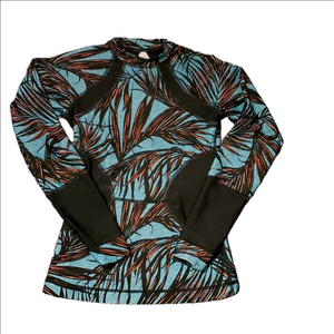 #184 LULULEMON Suns Out Rash Guard UPF 50+ Palm Lace Tofino Teal t148.
